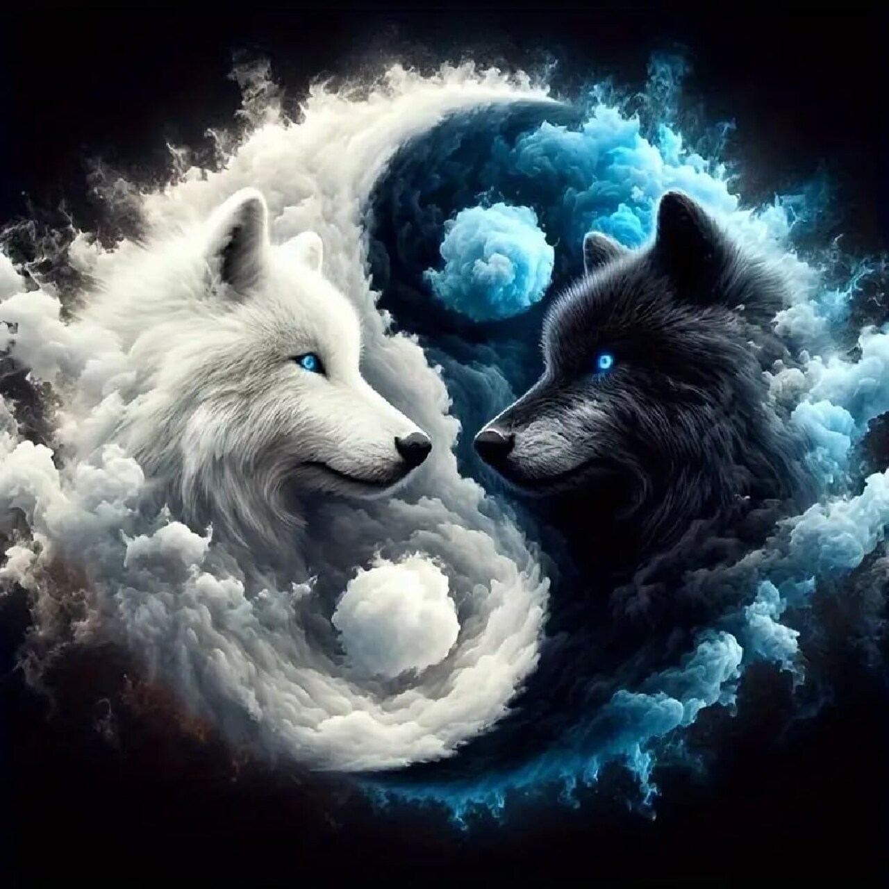 Wolf Diamond Painting Kit for Adults – 5D DIY Full Drill Round Diamond Art, Tai Chi Wolf Gem Craft for Beginners, Home Wall Decor & Gift, 12x12 Inch